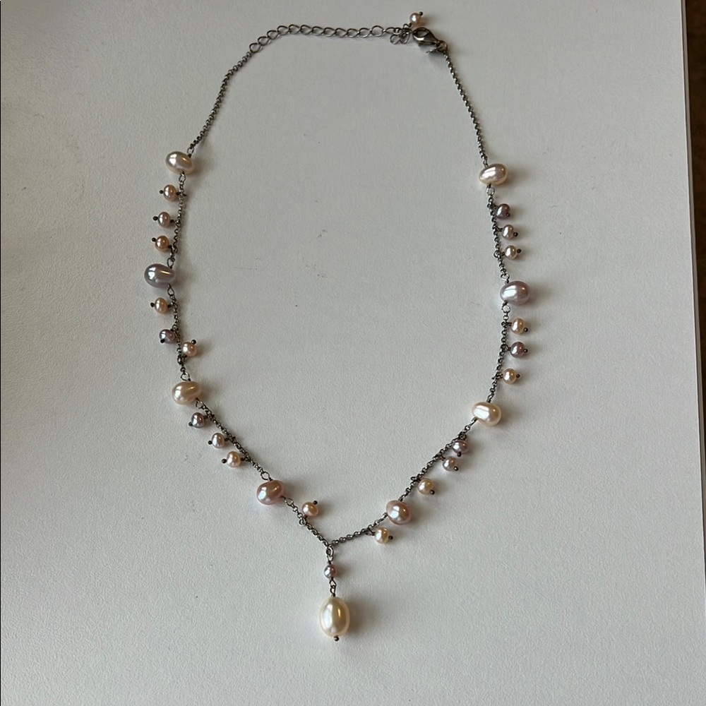Iridesse Pearl and Silver Necklace